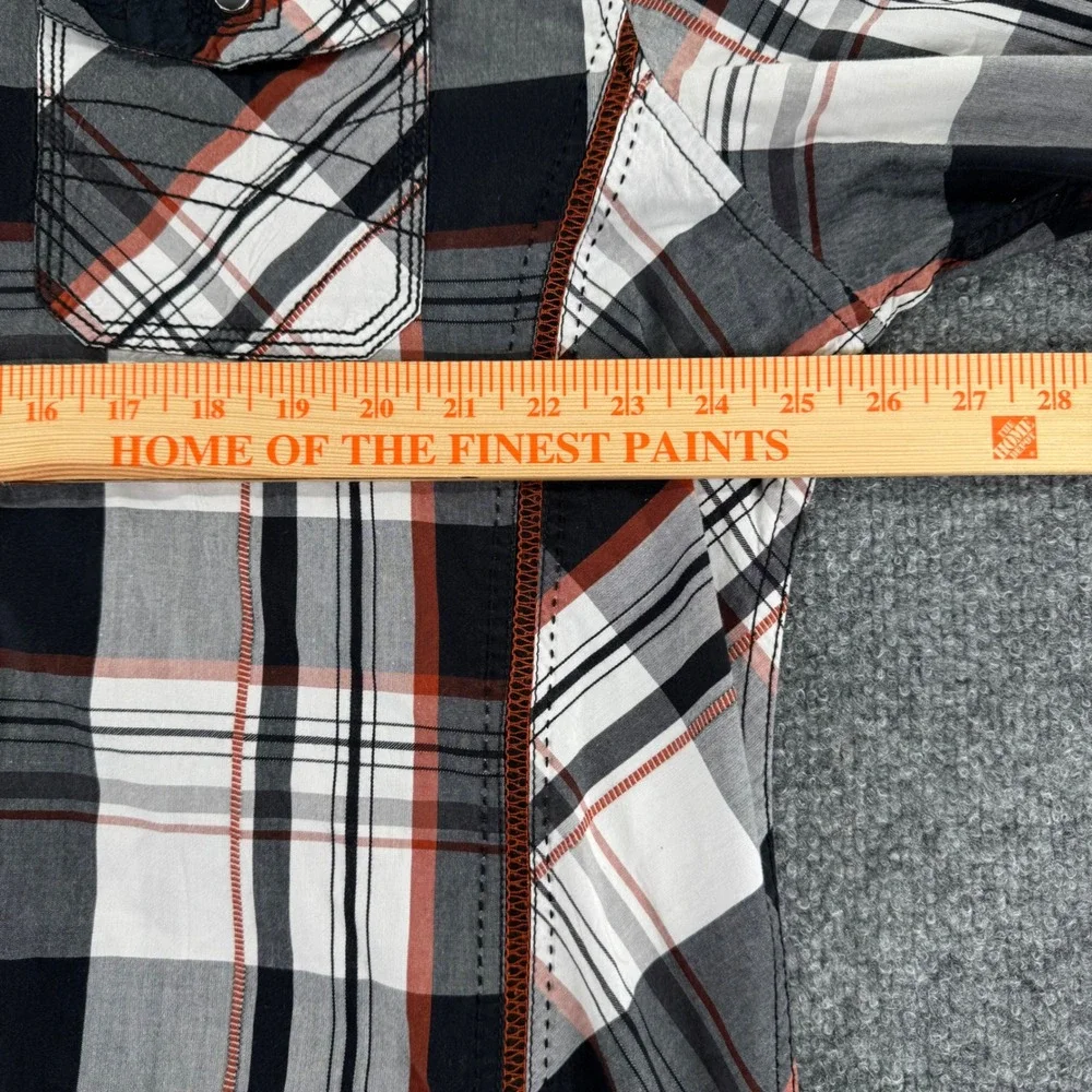 BKE‎ Snap Front Shirt Men XXL Western Plaid Cotton Athletic Fit Black Orange L/S